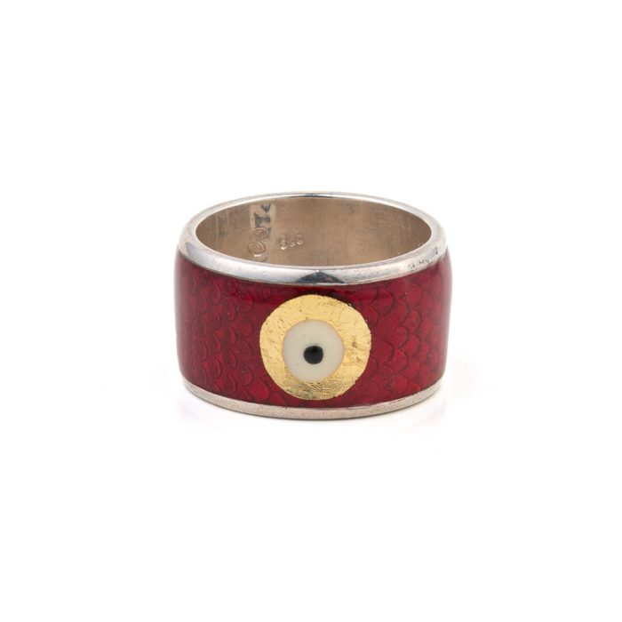 Evil Eye Ring Red enamel - 925 Sterling Silver - Image 1