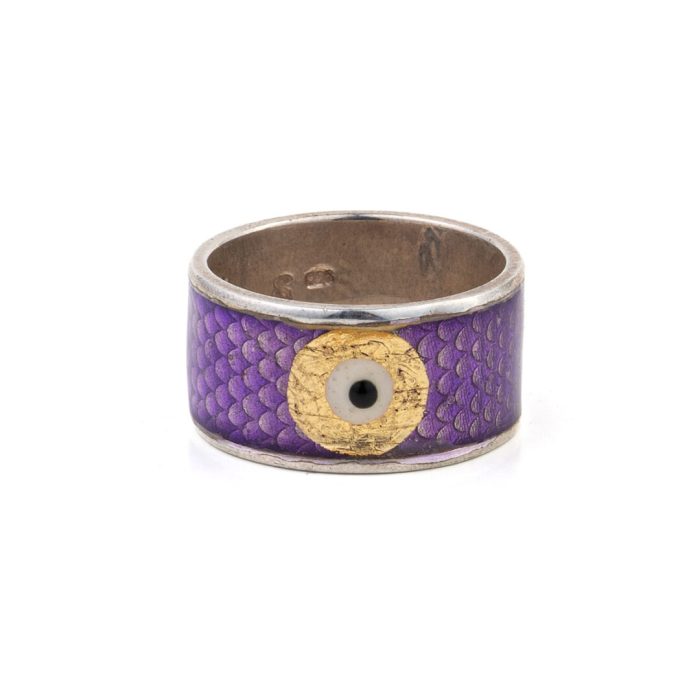 Evil Eye Ring Purple enamel - 925 Sterling Silver - Image 1