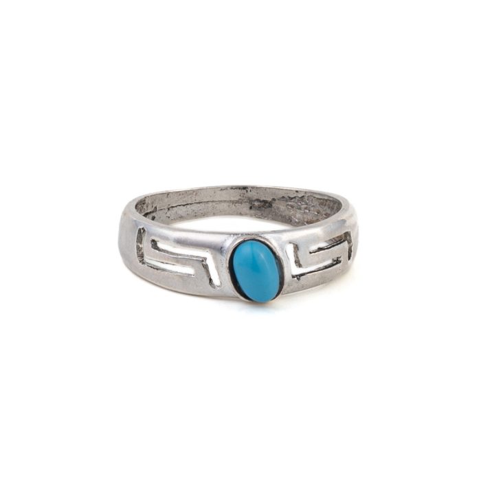 Meander Ring with Turquoise - 925 Sterling Silver - Image 1