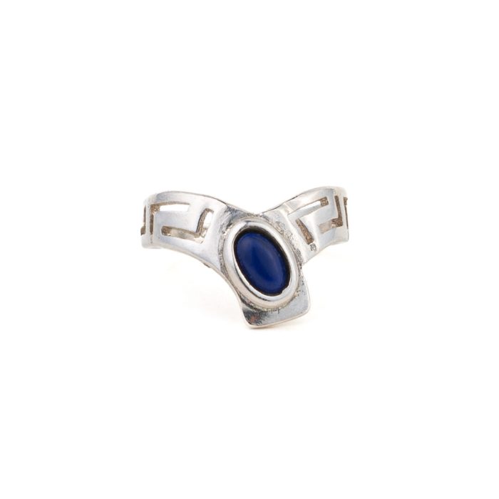 Meander Oval Ring with Lapis Lazuli - Sterling Silver - Image 1