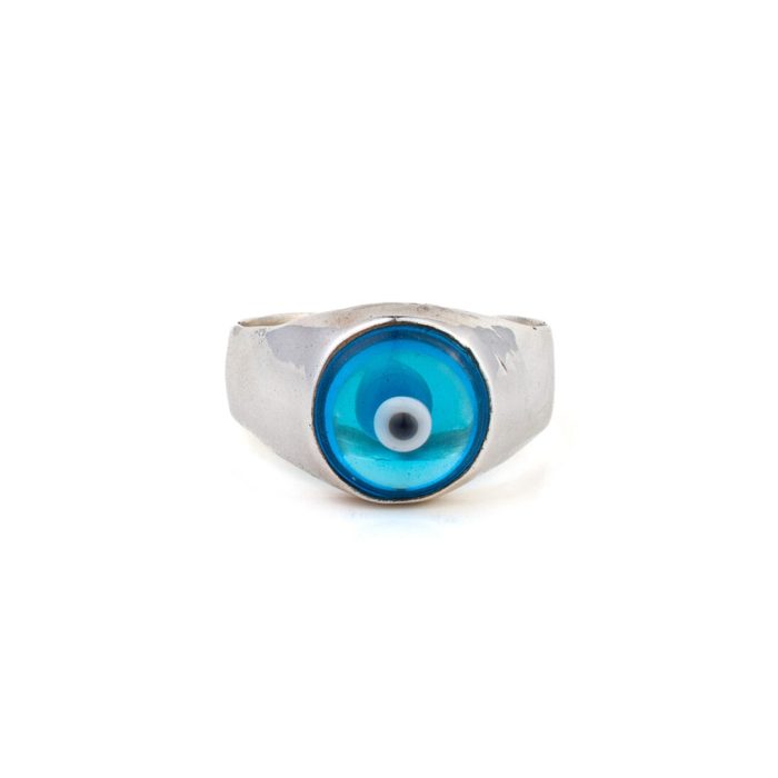Evil Eye Glass Ring - 925 Sterling Silver - Image 1