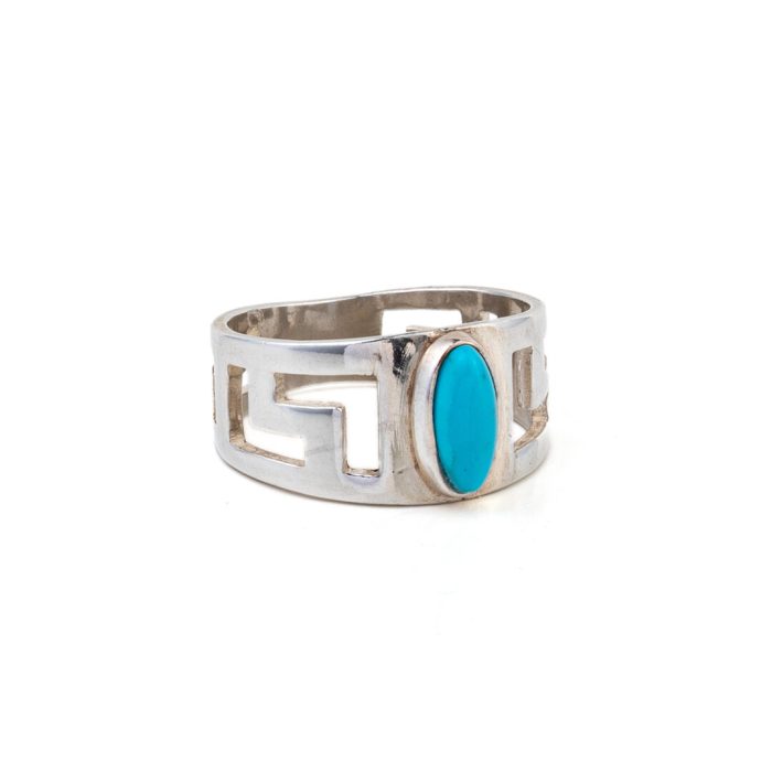 Meandros Ring with Turquoise - 925 Sterling Silver - Image 1