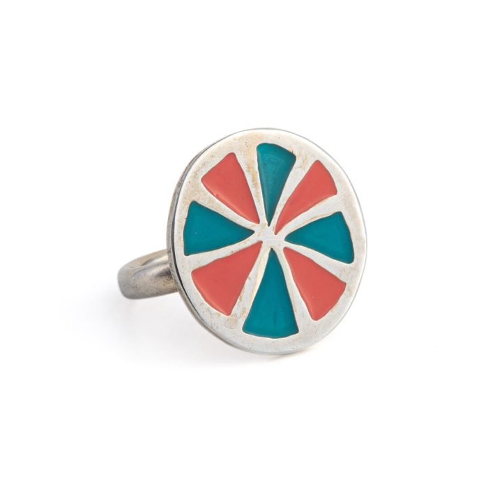 Colours Round Ring with Enamel - 925 Sterling Silver - Image 1