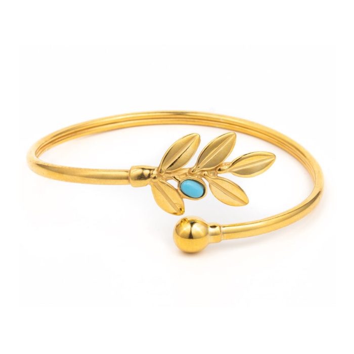 Sterling Silver Gold Plated Bracelet With Olive Leaves - Image 1