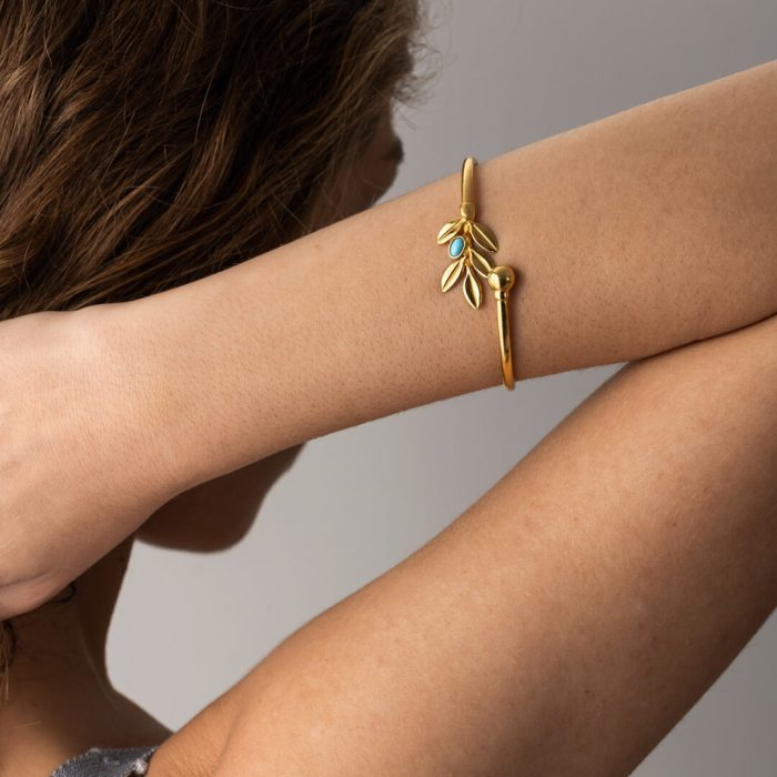 Sterling Silver Gold Plated Bracelet With Olive Leaves - Image 6
