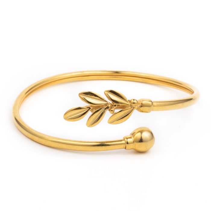 Olive Leaf Hinge Bracelet - 925 Sterling Silver and Gold Plated - Image 1