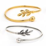 Olive Leaf Hinge Bracelet - 925 Sterling Silver and Gold Plated - Image 3