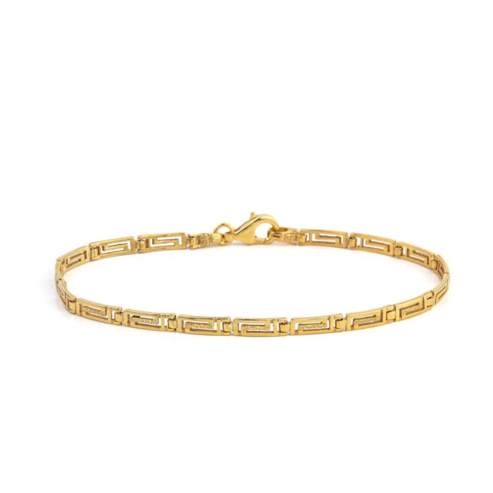 Greek Key Meander Link Bracelet - Sterling Silver and Gold Plated - Image 2