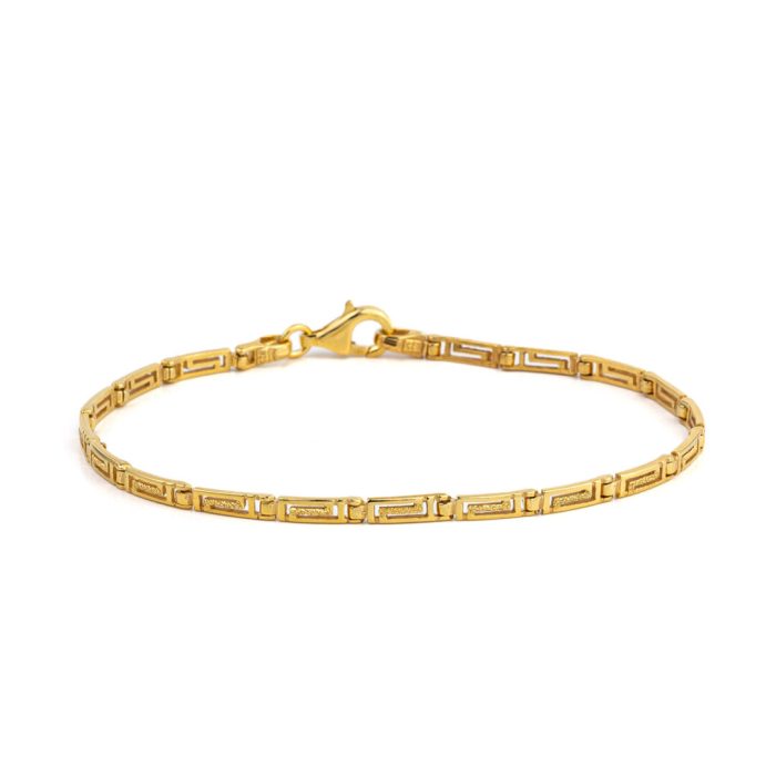 Greek Key Meander Link Bracelet - Sterling Silver and Gold Plated - Image 3