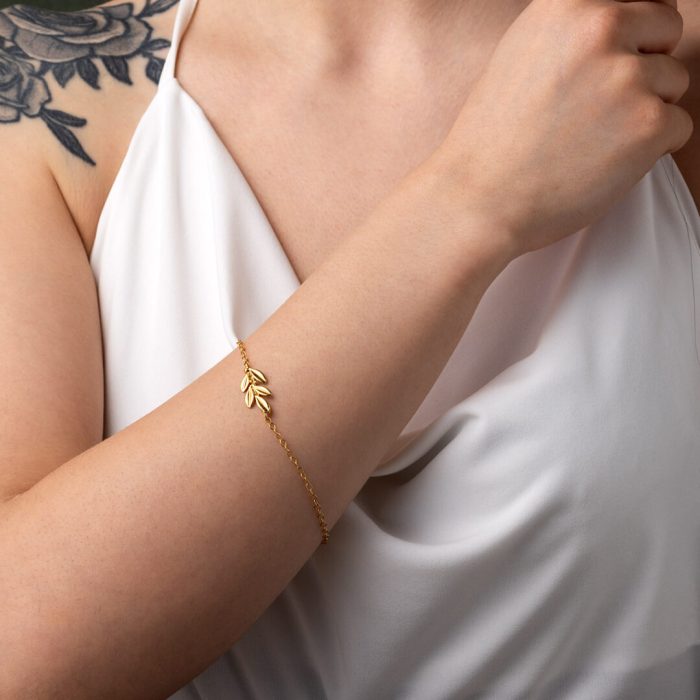Leaf Chain Bracelet - Sterling Silver and Gold Plated - Image 2