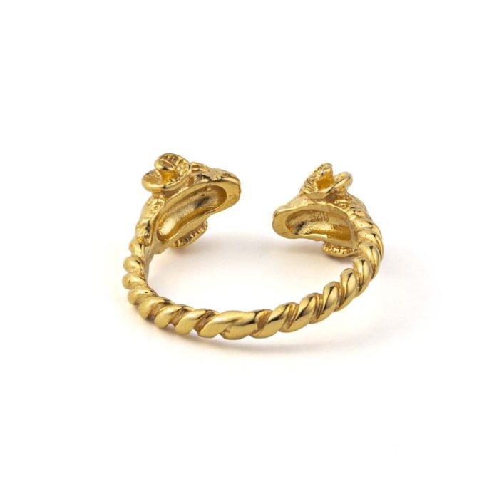 Double Ram Ring  - 925 Sterling Silver and Gold Plated - Image 3