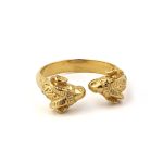 Double Aries Ring - 925 Sterling Silver and Gold Plated