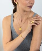 Minoan Phaistos Disk Earrings - Sterling Silver and Gold Plated - Image 2