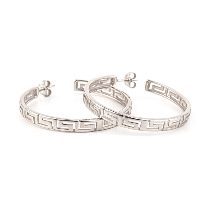 Sterling Silver Greek Key Earrings - Image 1