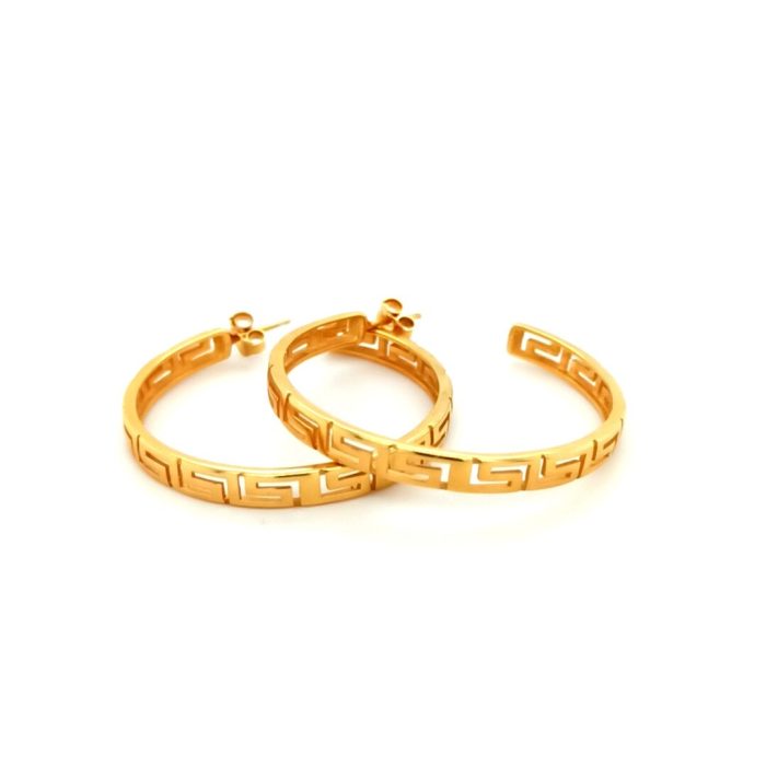 Sterling Silver Greek Key Earrings - Image 2