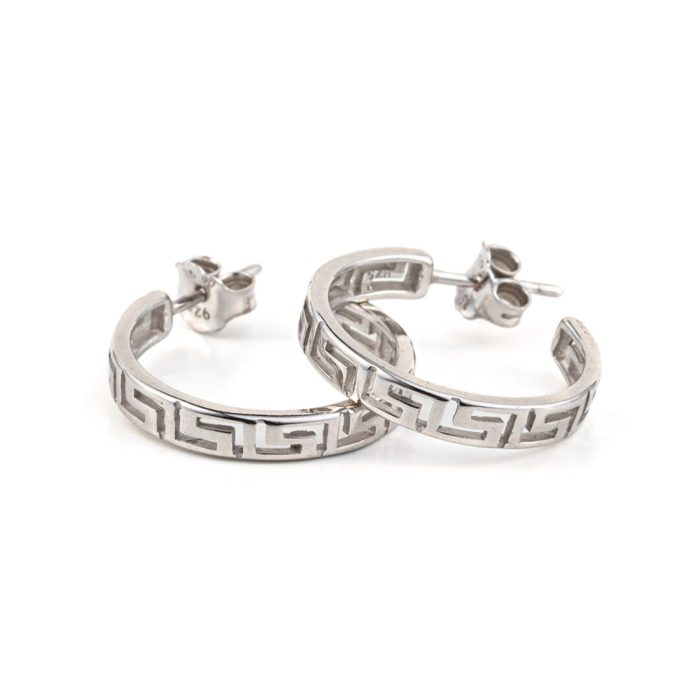 Sterling Silver 925 Greek Meander Earrings - Image 1