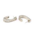 Greek Key Crescent Moon Earrings - 925 Sterling Silver