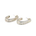 Greek Key Crescent Moon Earrings - 925 Sterling Silver - Image 3