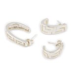 Greek Key Crescent Moon Earrings - 925 Sterling Silver - Image 5