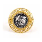 Goddess Athena Coin Ring - Sterling silver Gold plated