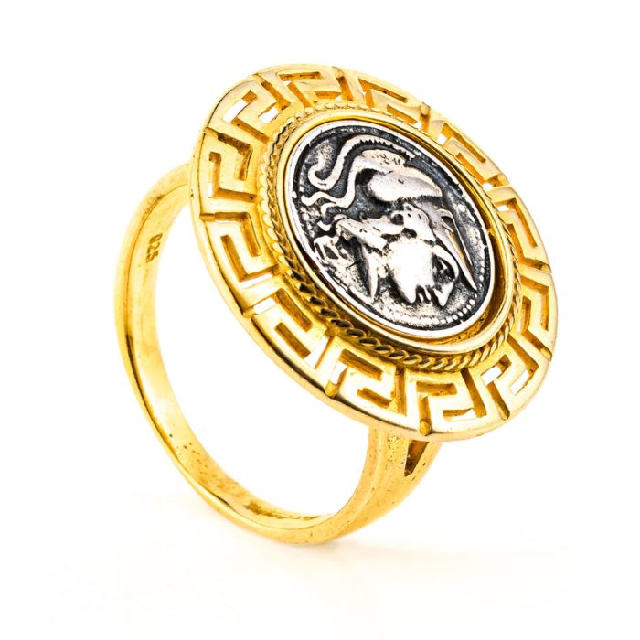 Goddess Athena Coin Ring - Sterling silver Gold plated - Image 3