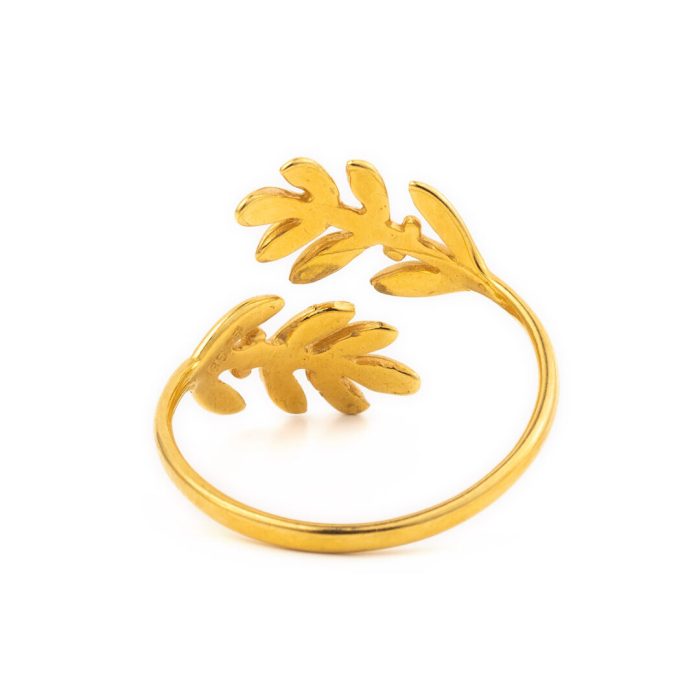 Olive Leaf Ring - Sterling Silver Gold Plated - Image 2