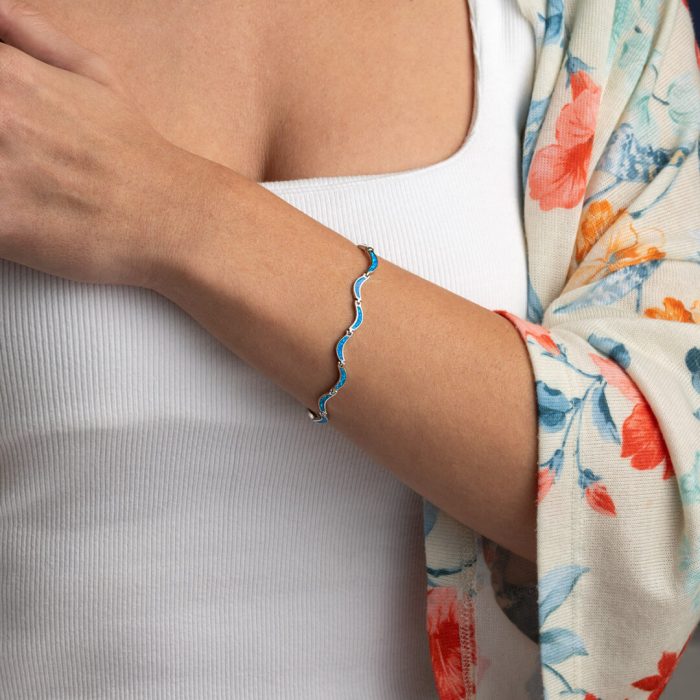 Sterling Silver Blue Opal Bracelet - Image 2