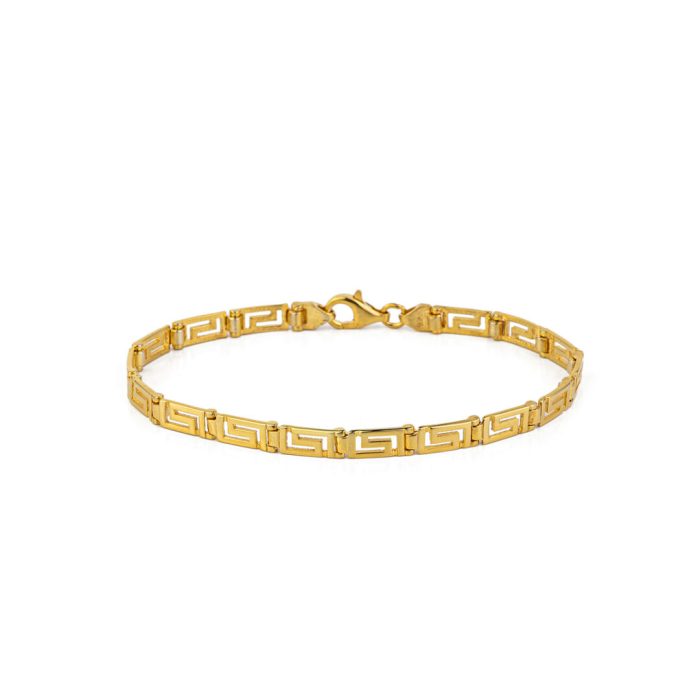Greek Key Link Bracelet - 925 Sterling Silver Gold Plated - Image 3