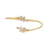 Olive Leaf Opal bangle Bracelet - 925 Sterling Silver and Gold Plated - Image 4