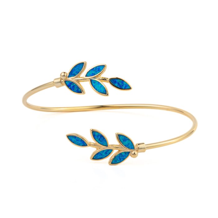 Opal Leaf Bracelet - 925 Sterling Silver and Gold Plated - Image 3