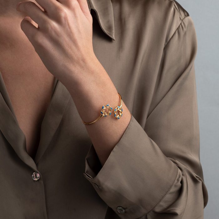 Opal Olive Wreath Bracelet - 925 Sterling Silver and Gold Plated - Image 4