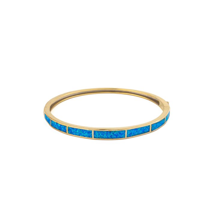 Blue Opal Bangle Bracelet - 925 Sterling Silver - Image 4