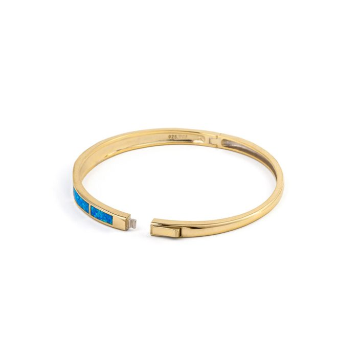 Blue Opal Bangle Bracelet - 925 Sterling Silver - Image 5