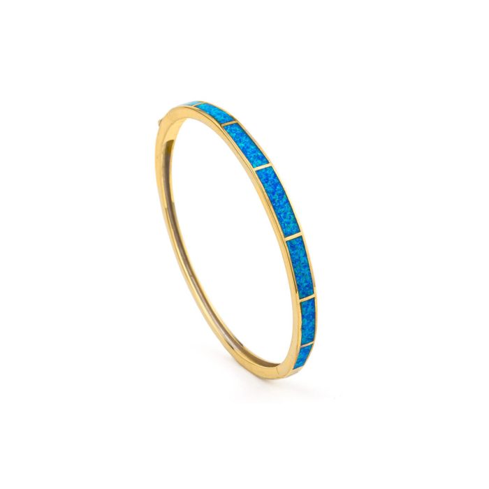 Blue Opal Bangle Bracelet - 925 Sterling Silver - Image 6