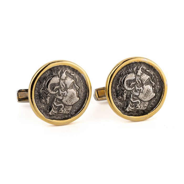 Alexander the Great Coin Cufflinks – 925 Sterling Silver and Gold Plated - Image 4