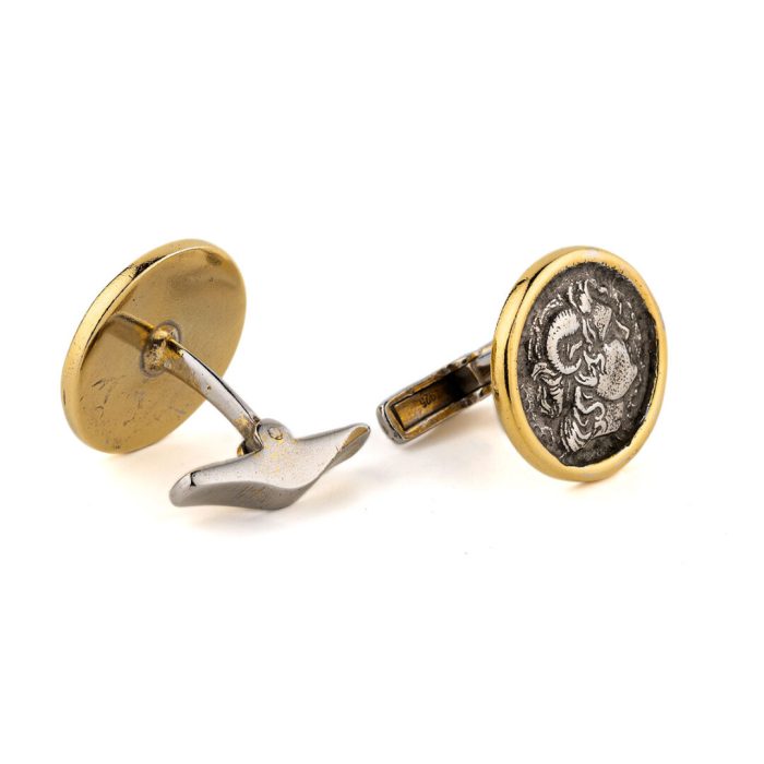 Alexander the Great Coin Cufflinks – 925 Sterling Silver and Gold Plated - Image 3