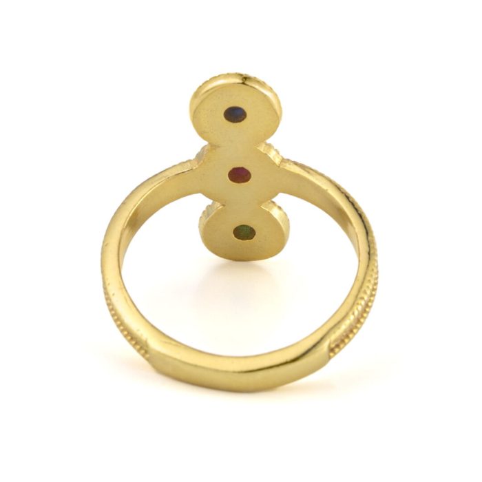 Byzantine Circles Ring with Stones - 925 Sterling Silver and Gold Plated - Image 2