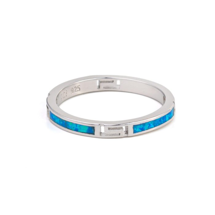 Greca Ring – 925 Sterling Silver Blue Opal - Image 1