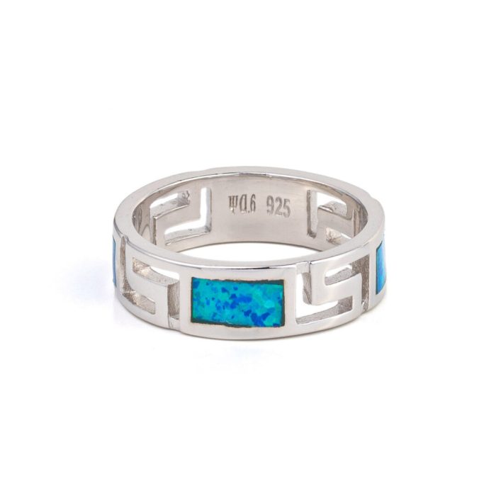 Meander Blue Opal Ring – 925 Sterling Silver - Image 1