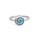 Spiral Ring Blue Opal 925 Sterling Silver
