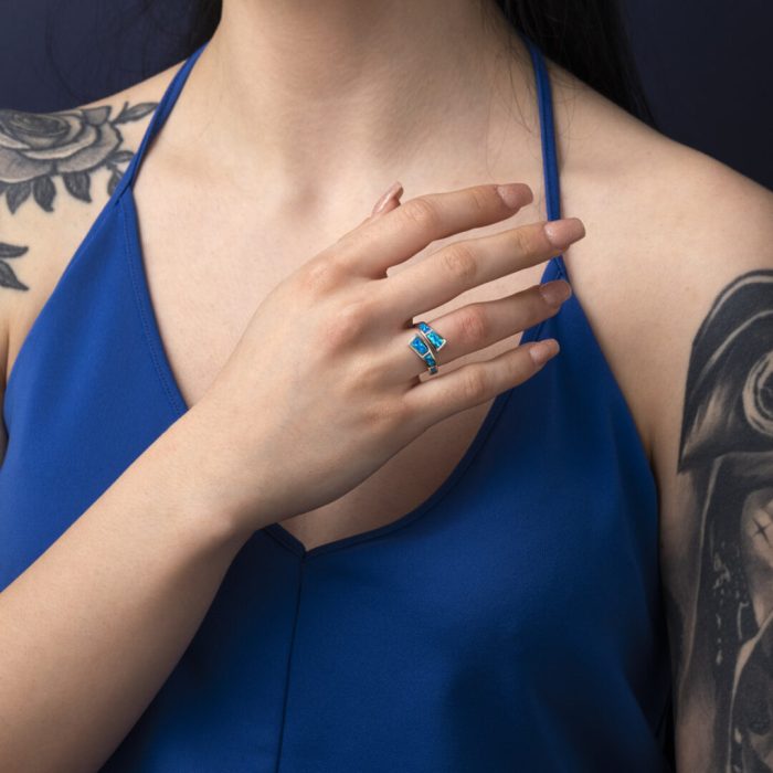 Blue Opal Ring – Sterling Silver 925 - Image 2
