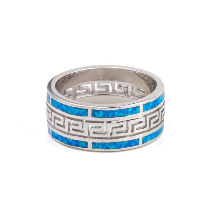 Greca Blue Opal Ring – 925 Sterling Silver - Image 1