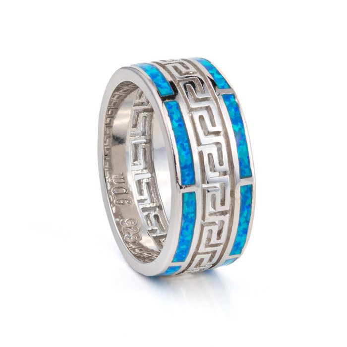 Greca Blue Opal Ring – 925 Sterling Silver - Image 3