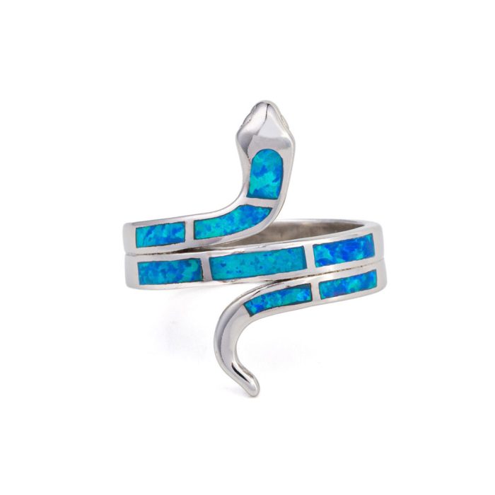 Snake Blue Opal Ring – 925 Sterling Silver - Image 1