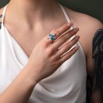 Snake Blue Opal Ring – 925 Sterling Silver - Image 2