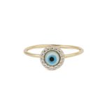 Sterling Silver Tiny Eye Ring with Zircon
