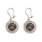 Goddess Athena Earrings with Greek Key - 925 Sterling Silver - Image 3