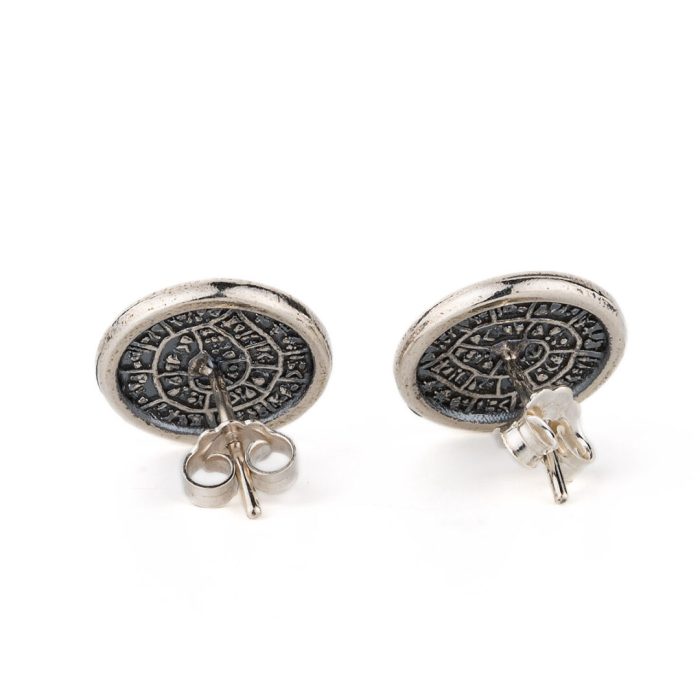 Phaistos Disc Stud Earrings - 925 Sterling Silver - Image 3