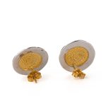 Phaistos Disc Stud Meander Earrings - 925 Sterling Silver and Gold Plated - Image 3