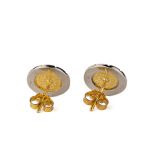 Phaistos Disc Stud Meander Earrings - 925 Sterling Silver and Gold Plated - Image 7